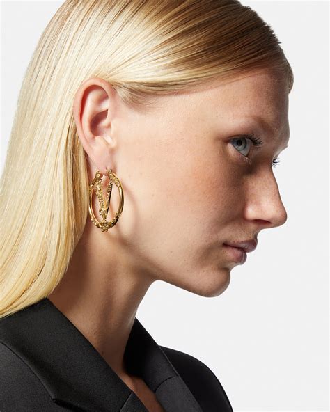 versace virtus stud earrings|versace medusa hoop earrings.